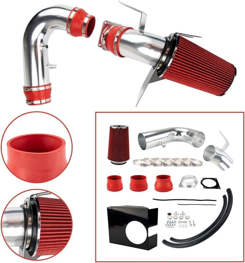 AUTOSITY 4" Cold Air Intake System Kits + Filter Aluminum Compatible with 1997-2003 F150 1997-1999 F250 1997-2003 Expedition 1998-1999 Navigator (Red) - Image 3